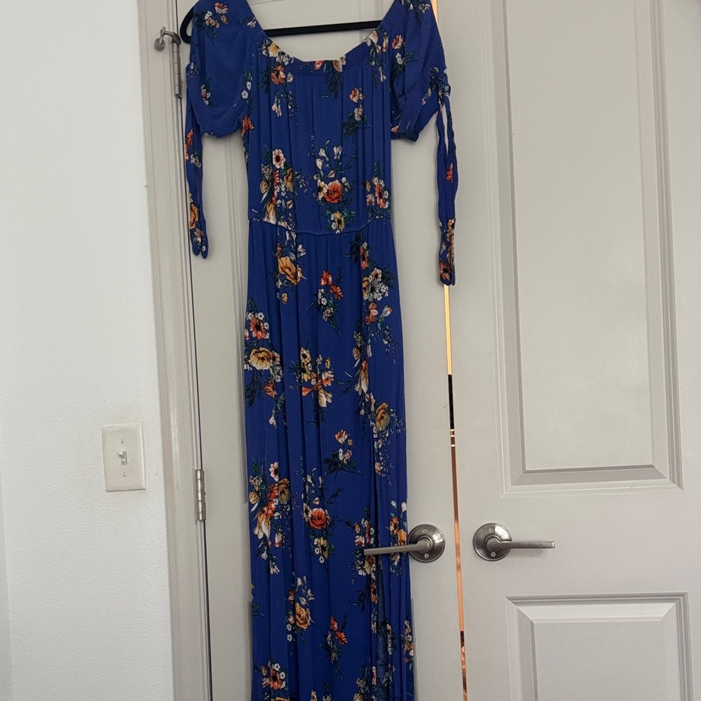 Band of Gypsies Blue Floral Maxi Dress